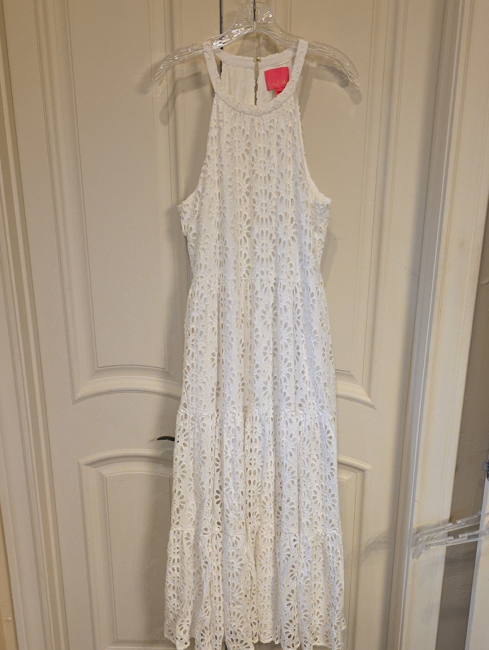 Lilly Pulitzer White Eyelet Halter Maxi Dress